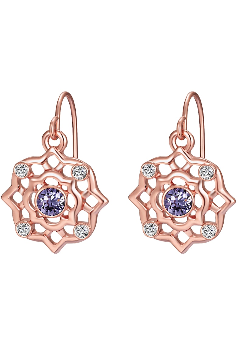 Cercei placati cu aur de 14K si decorati cu cristale europene - Auriu rose