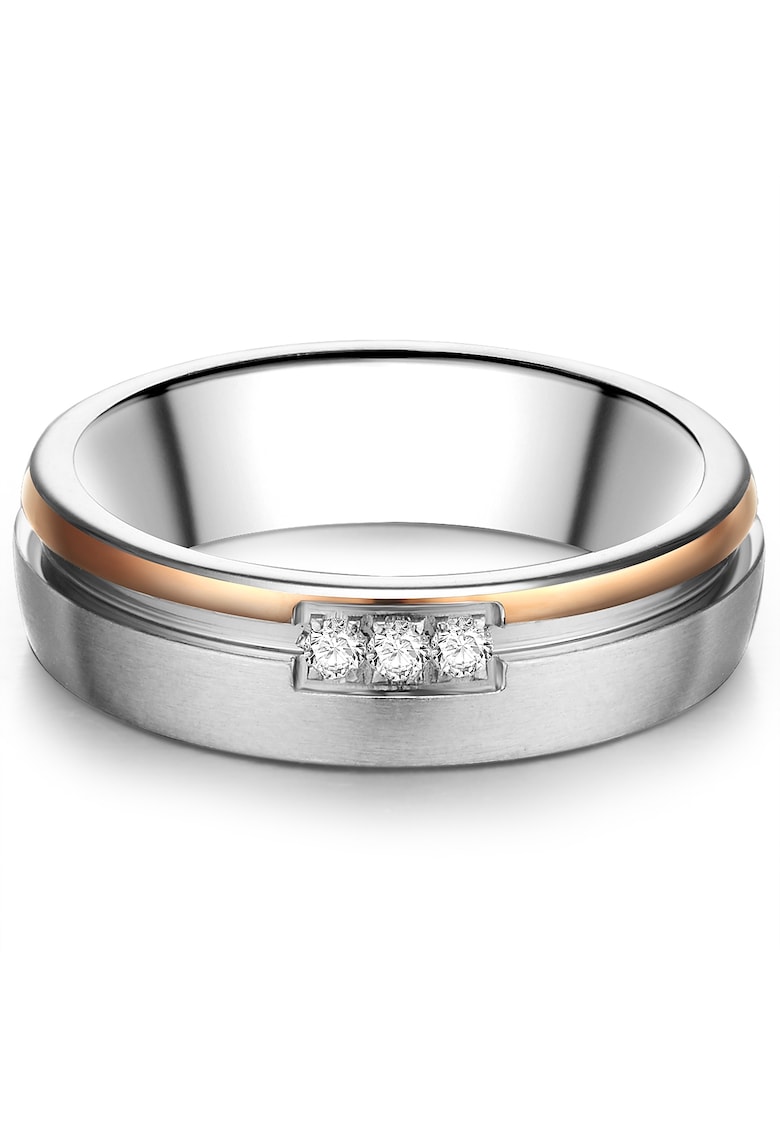 Inel de otel inoxidabil placat cu aur de 18K - cu zirconia