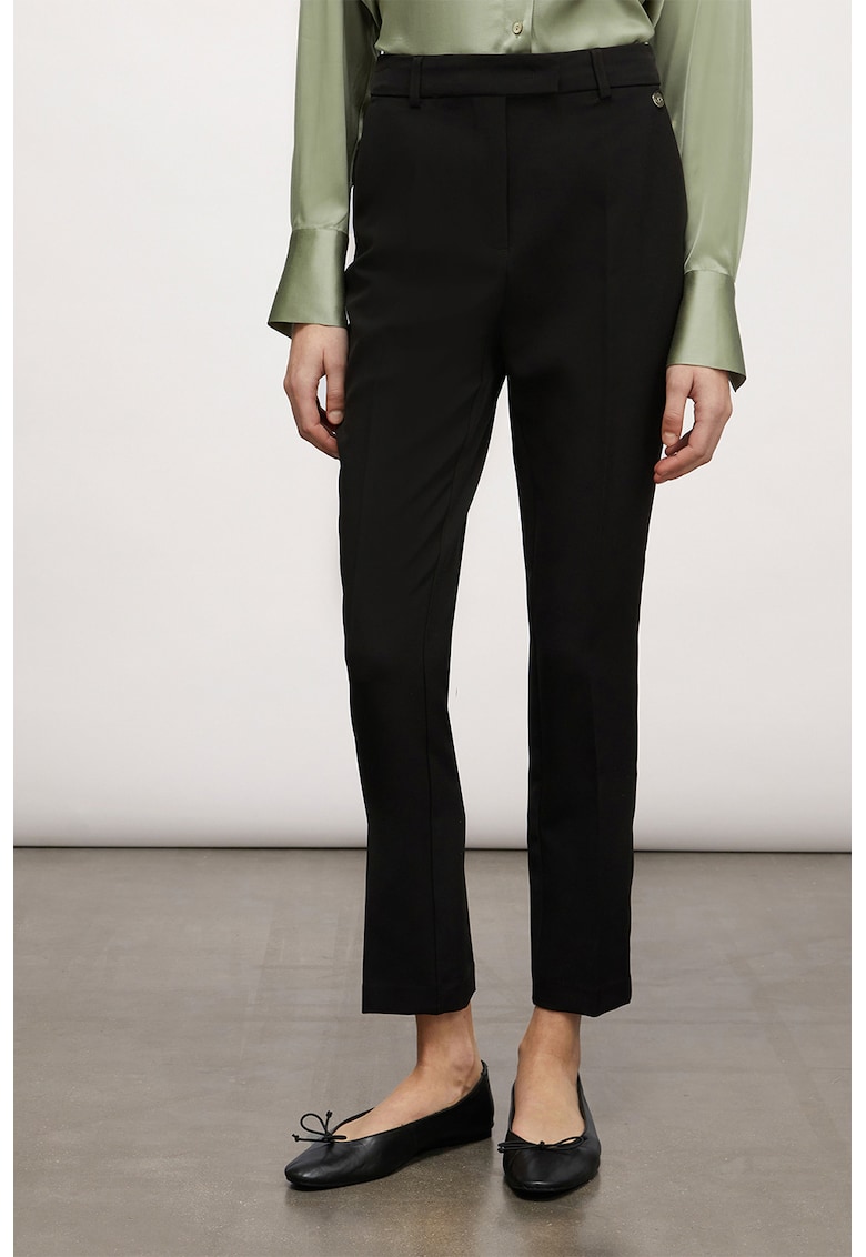 Pantaloni crop eleganti slim fit - Negru