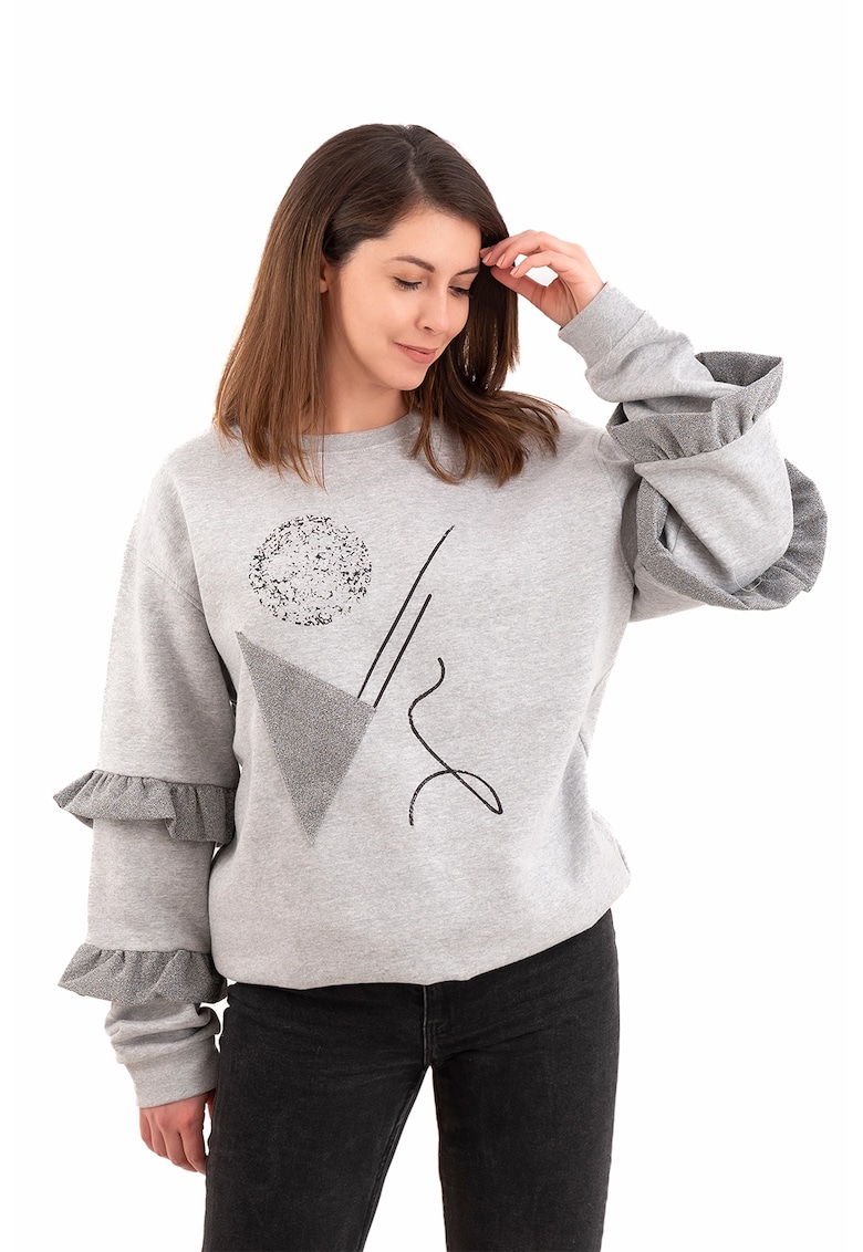 Bluza de trening cu volane - Gri melange