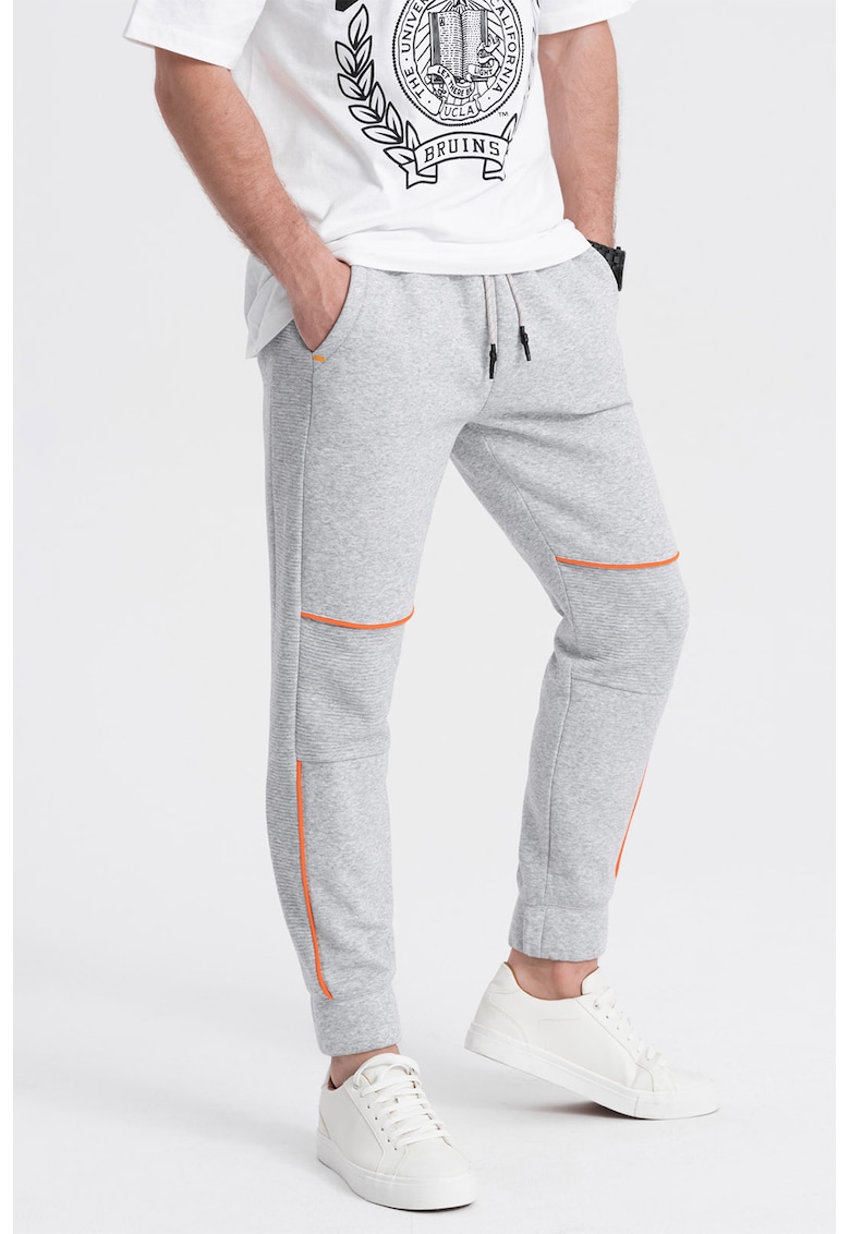 Pantaloni de trening cu detalii contrastante - Gri deschis melange