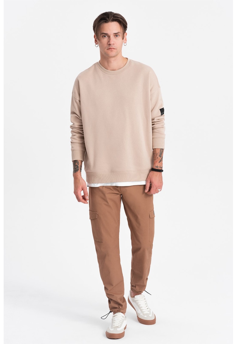 Pantaloni cargo cu snururi de ajustare la terminatie - Maro camel