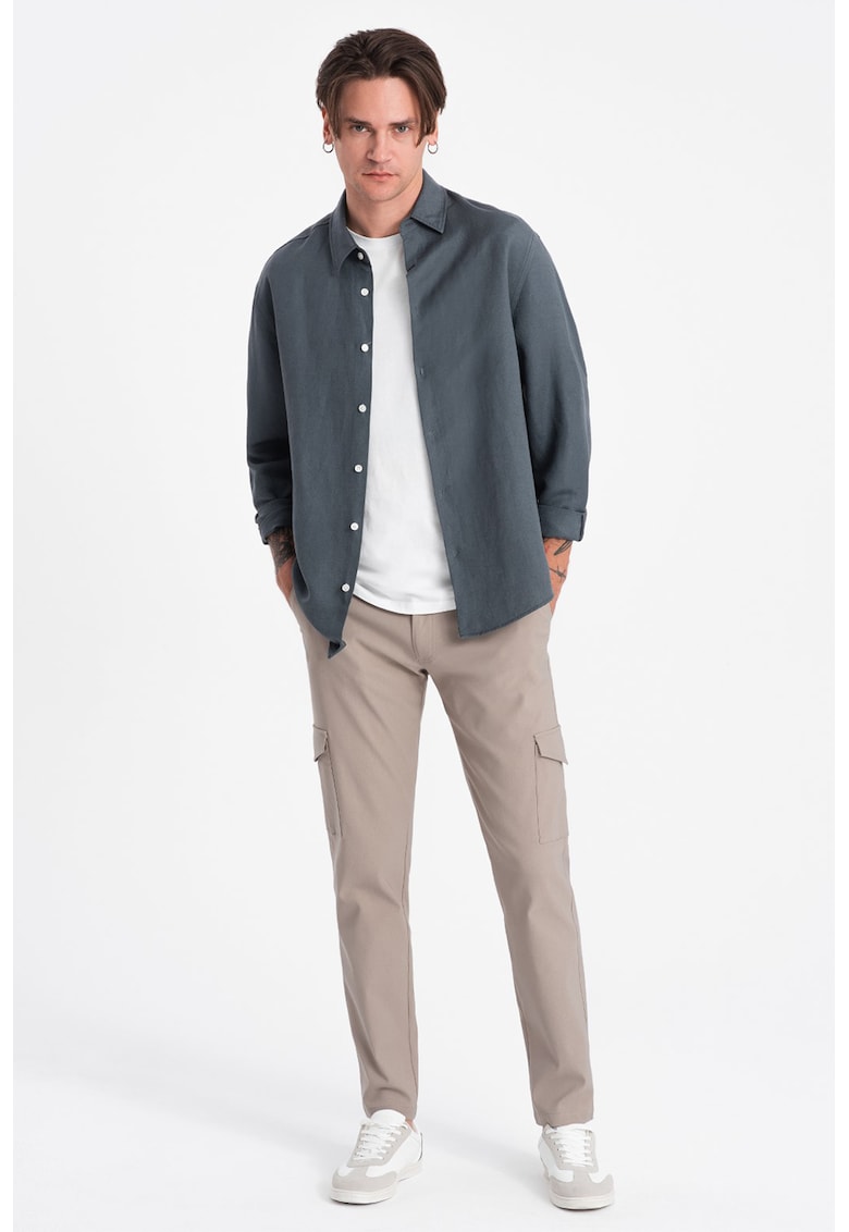 Pantaloni cargo cu croiala dreapta - Maro taupe deschis