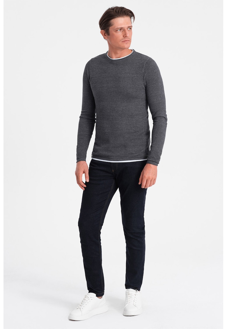 Pulover slim fit cu model uni - Gri antracit