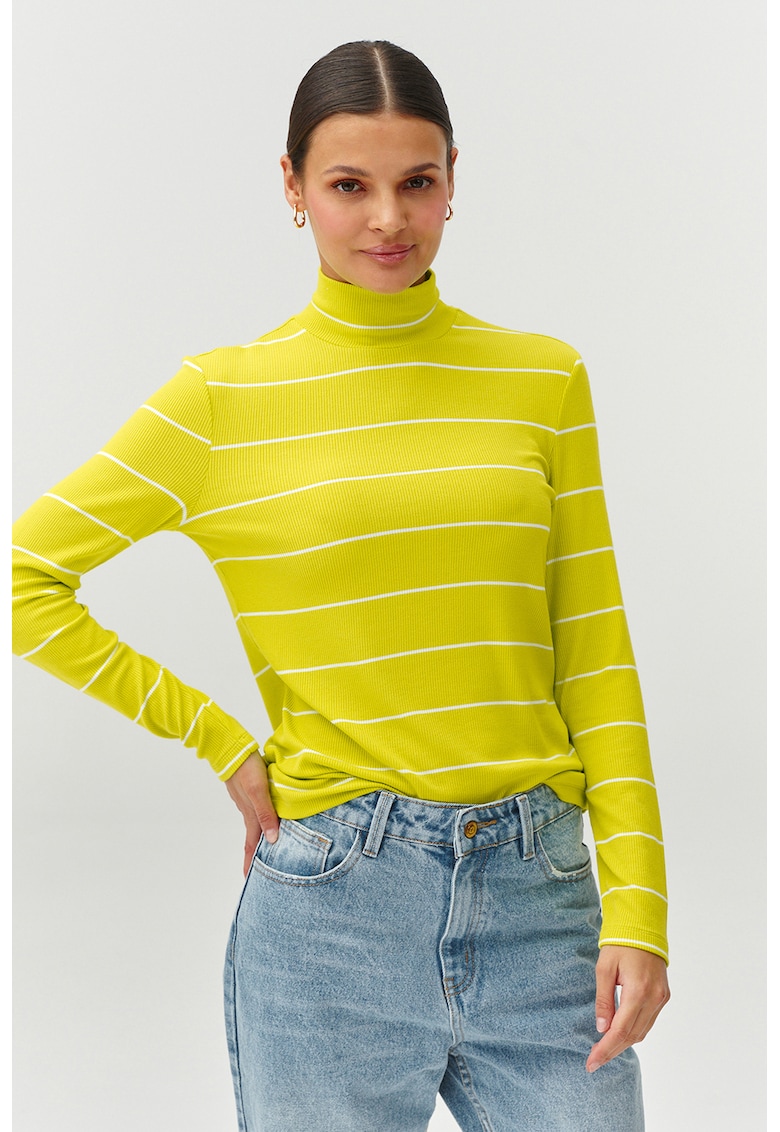 Bluza striata cu model in dungi - Alb/Galben