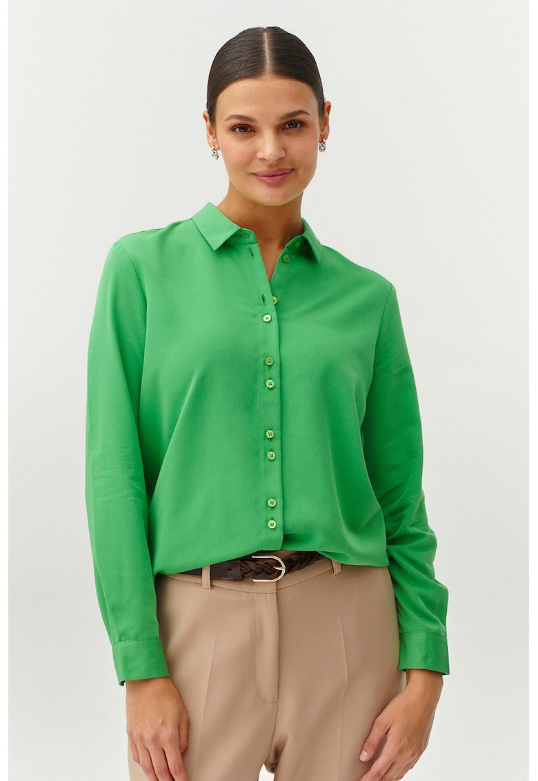 Camasa cu model uni si guler clasic - Verde