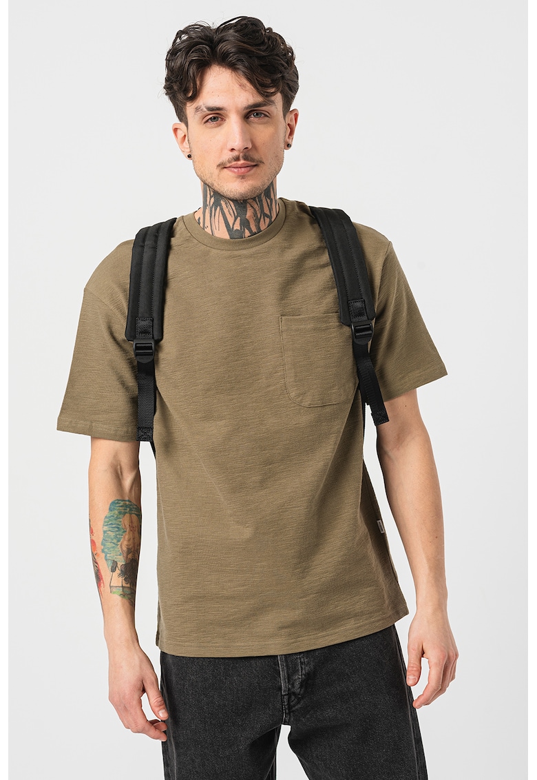 Tricou lejer cu buzunar aplicat pe piept Saul - Verde masliniu