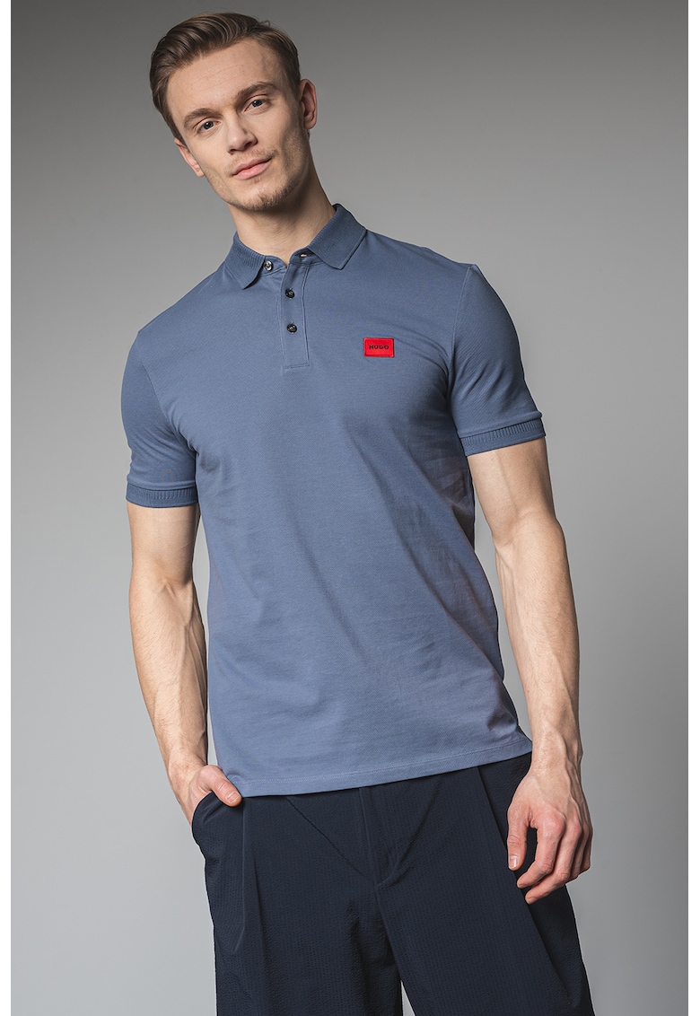 Tricou polo slim fit Dereso - Gri carbune