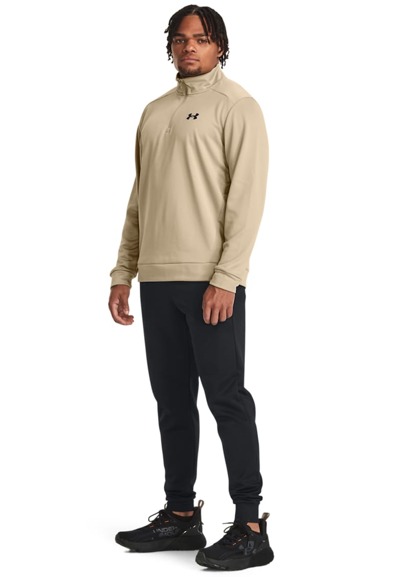 Bluza cu fenta cu fermoar pentru fitness - Bej