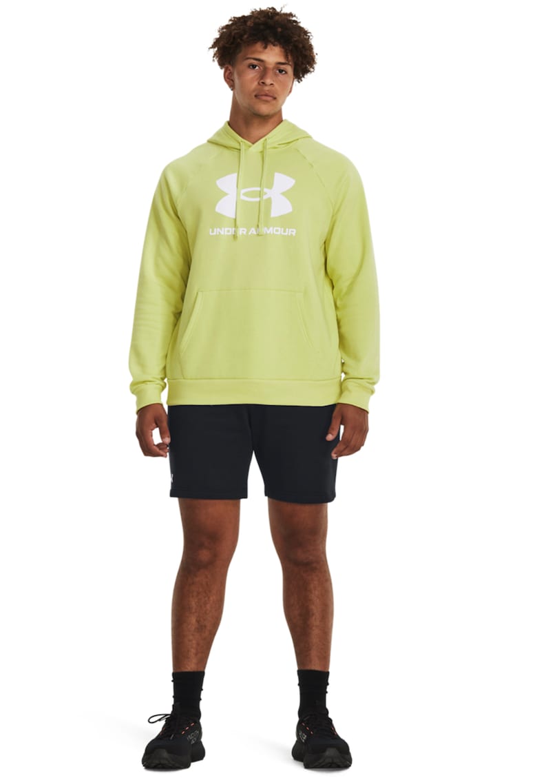 Hanorac lejer cu buzunar kangaroo Rival - Alb/Verde lime