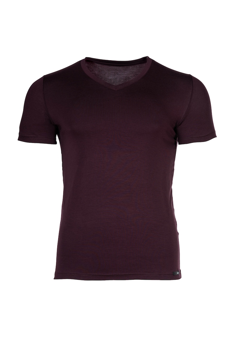 Tricou cu decolteu in V Loungewear - Visiniu