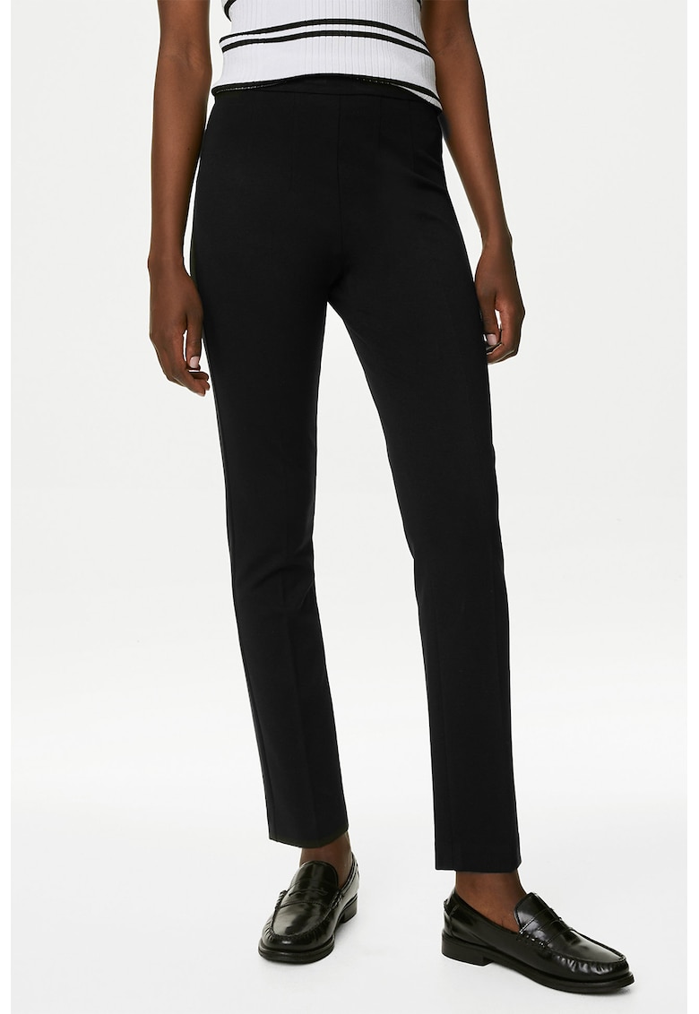 Pantaloni slim fit cu talie inalta - Negru