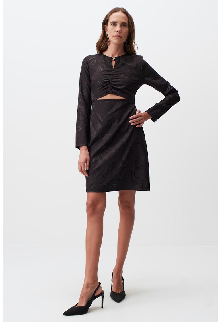 Rochie de satin cu decupaj frontal - Negru stins