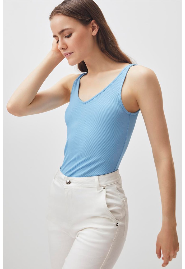 Top cu decolteu cache-coeur - Albastru pastel