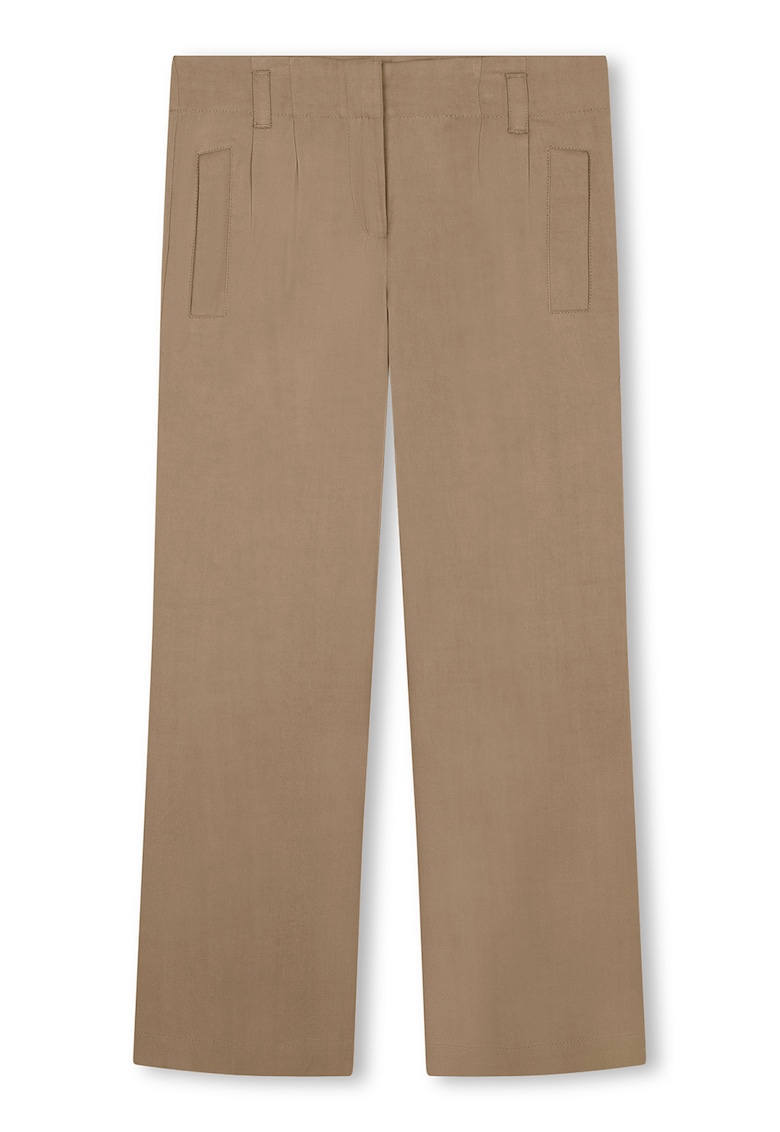 Pantaloni din amestec de bumbac cu croiala ampla - Maro scortisoara