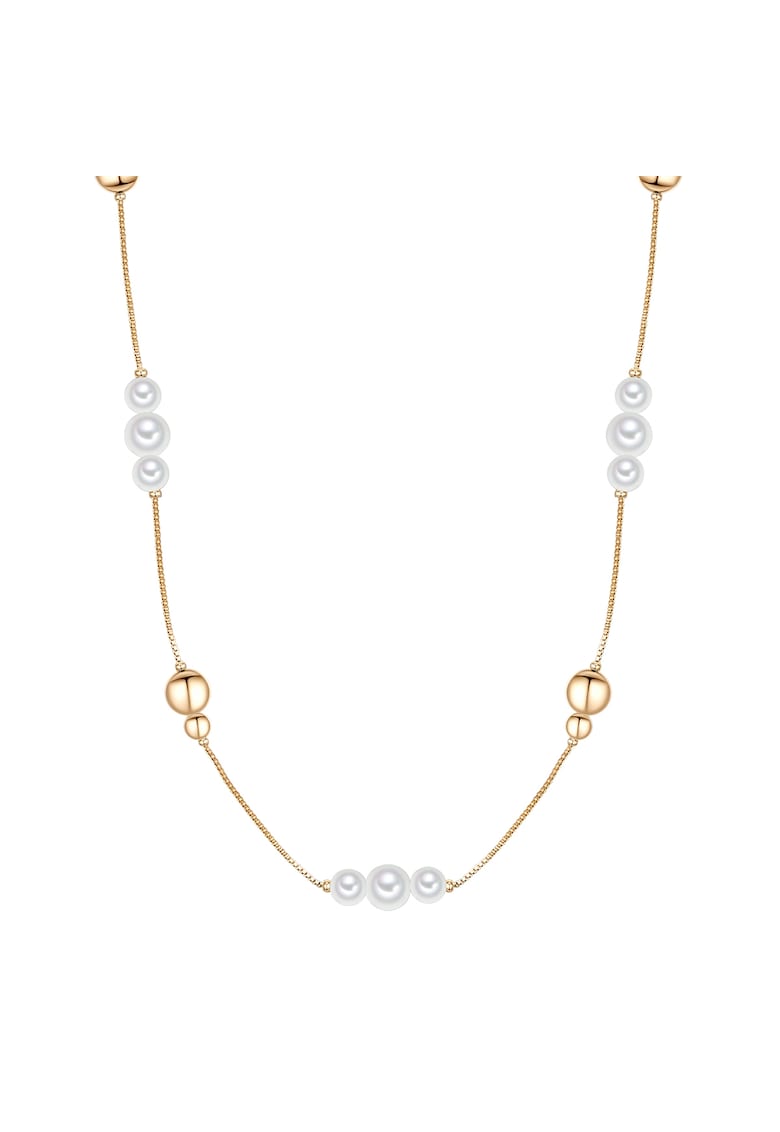 Colier placat cu aur de 14K si decorat cu perle - Auriu