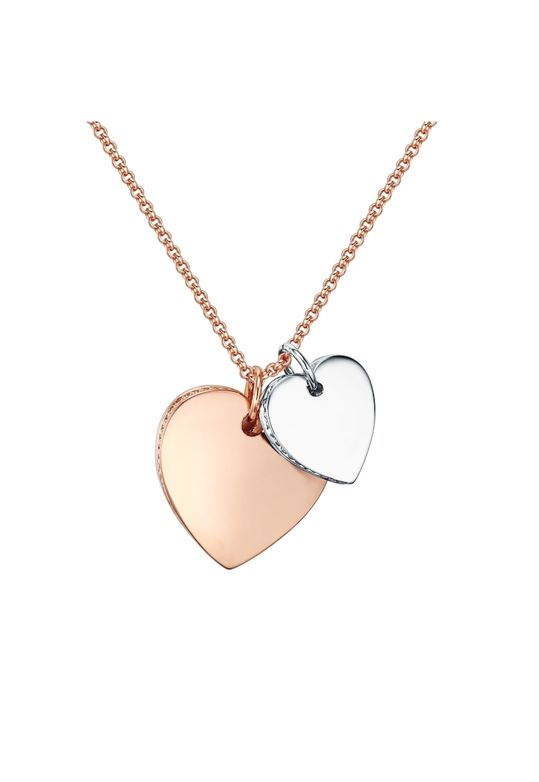 Colier placat cu aur rose de 14K si argint si decoarat cu pandantive inima - Auriu rose