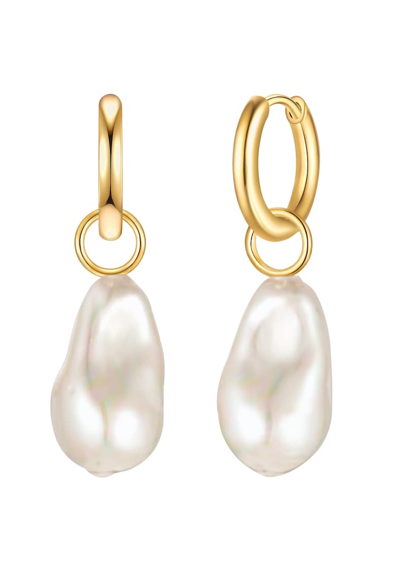 Cercei drop de aur de 14K filat - cu perle - Auriu