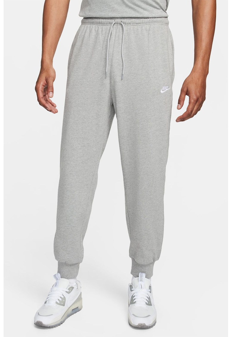 Pantaloni de trening cu talie medie si snur in talie - Gri deschis melange