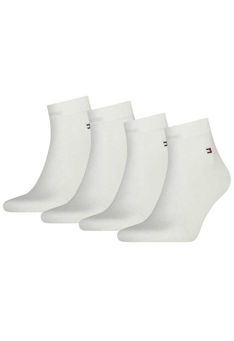 Set de sosete scurte cu logo discret 14171 - 4 perechi - Alb