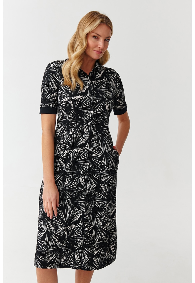 Rochie-camasa cu buzunare laterale Joice - Alb/Negru