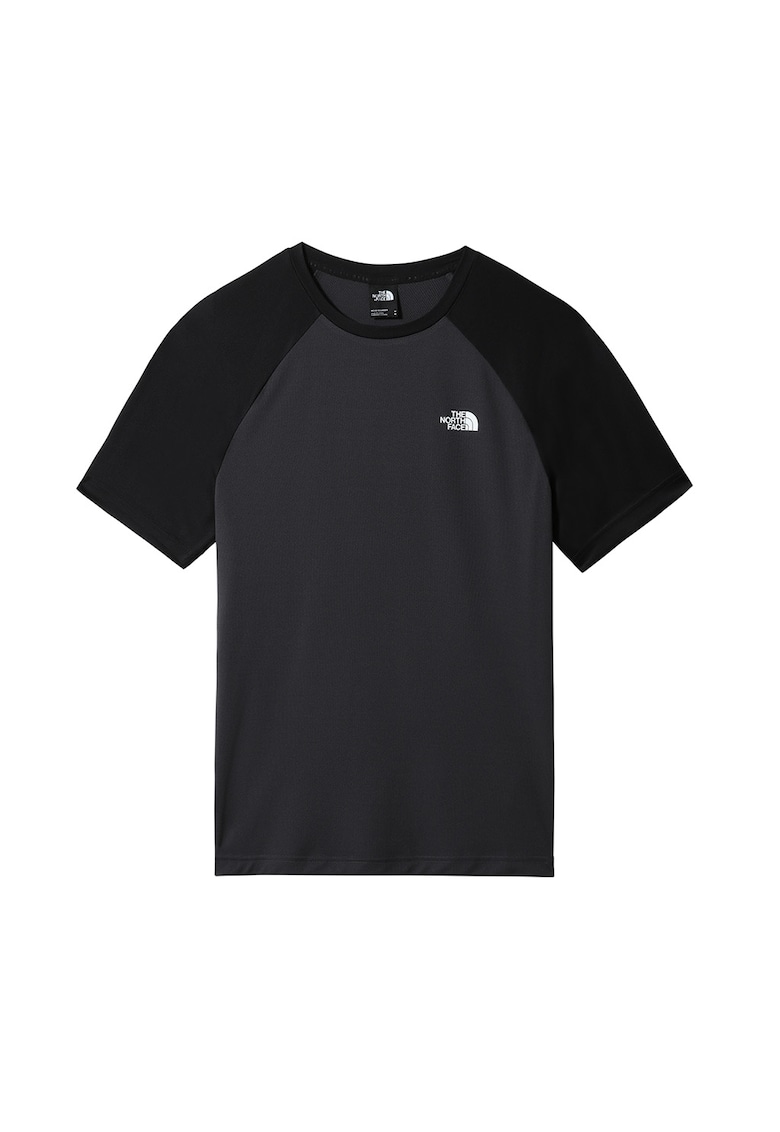 Tricou cu maneci raglan pentru drumetii - Negru/Gri antracit