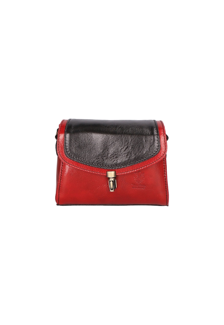 Give Lux - Geanta crossbody de piele cu clapa - Rosu/Negru