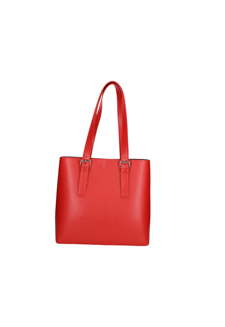Geanta tote de piele cu etui detasabil - Rosu inchis