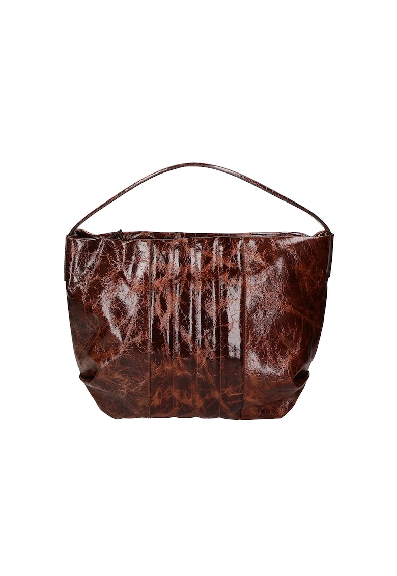 Geanta de piele cu bareta de umar 24151 - Caramel