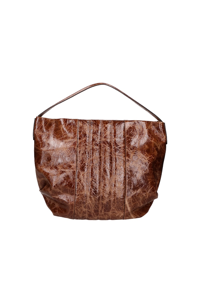 Geanta de piele cu bareta de umar 24151 - Maro taupe