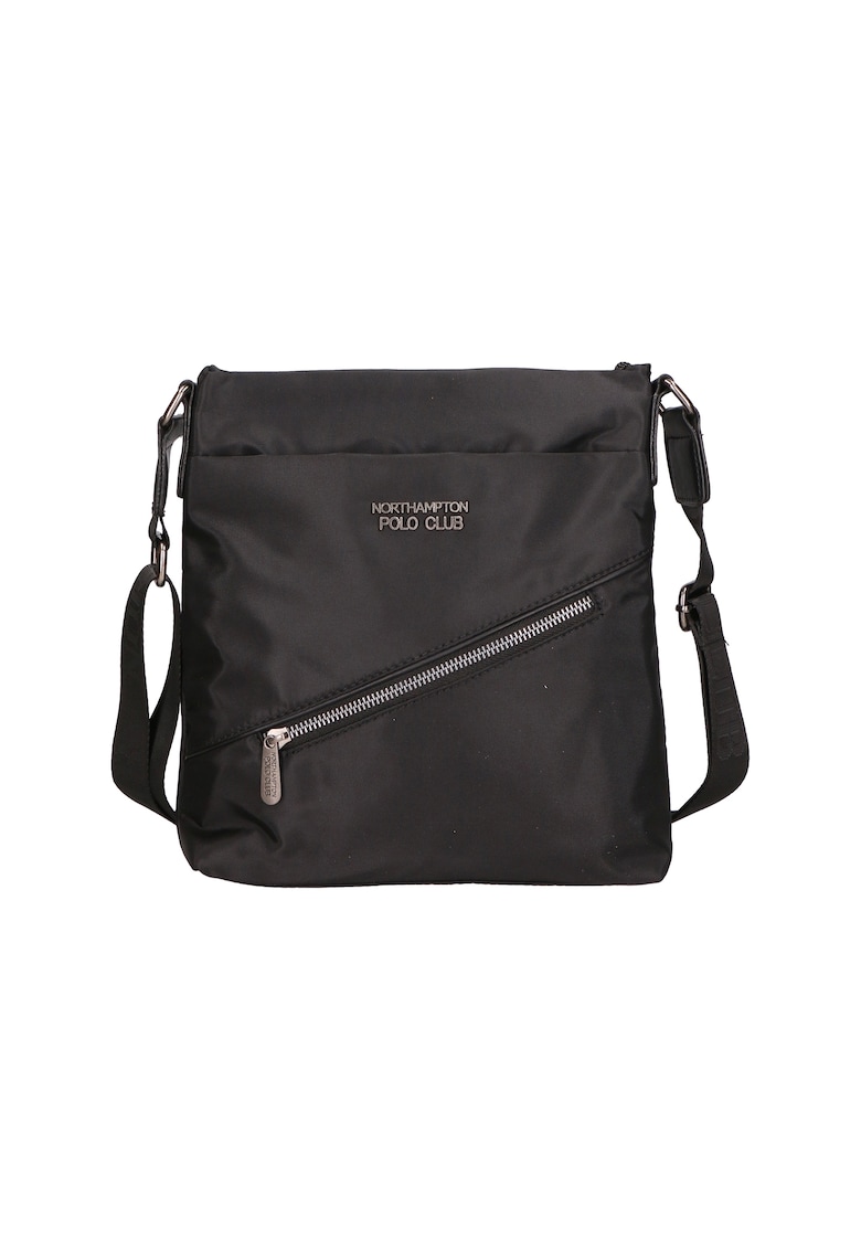 Geanta crossbody de piele ecologica cu buzunare exterioare - Negru