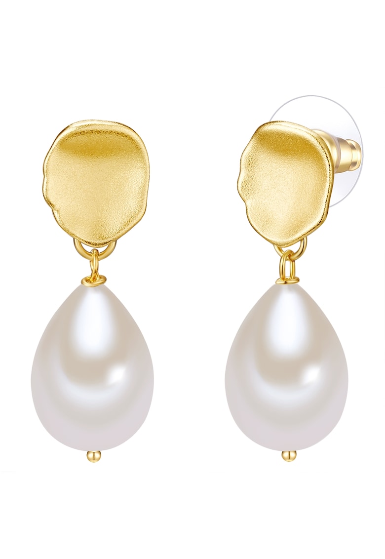 Cercei placati cu aur de 14K si decorati cu perle - Auriu