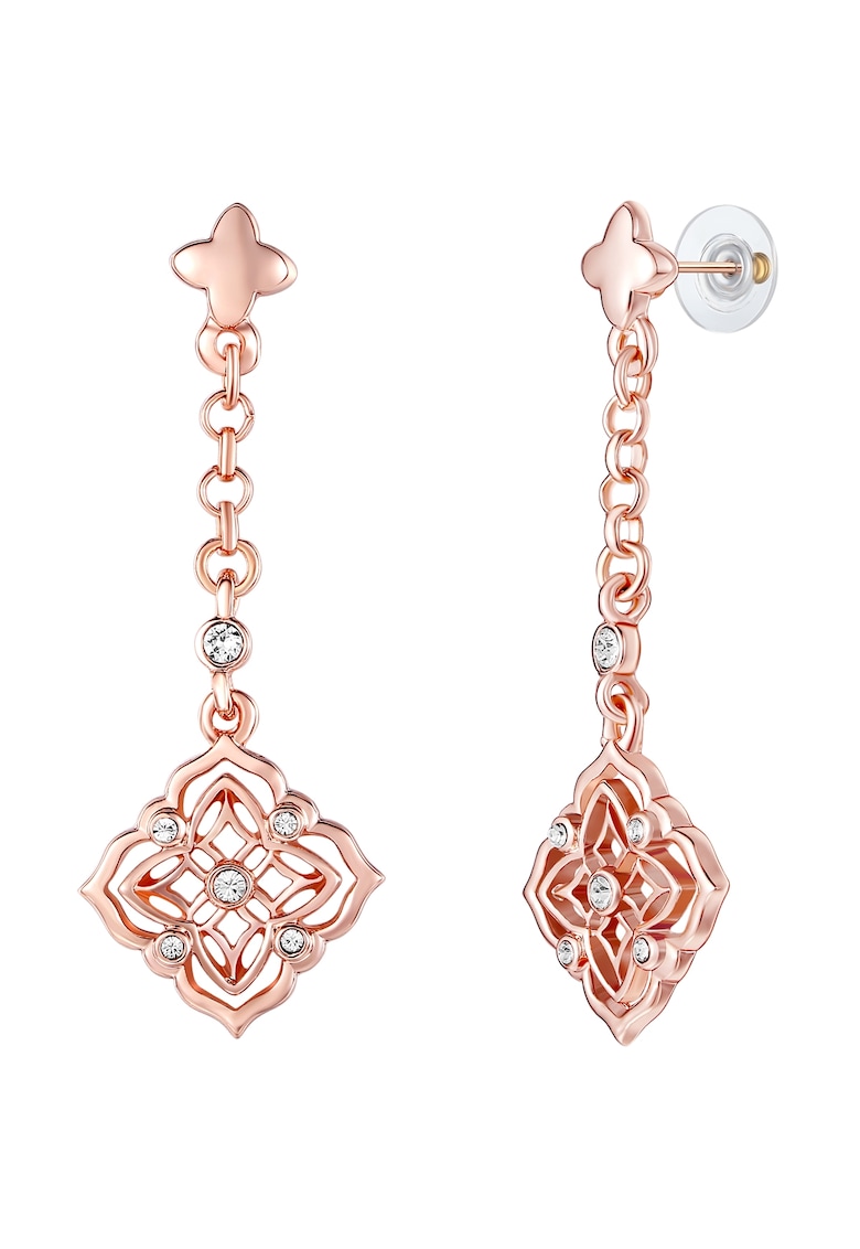 Cercei placati cu aur de 14K si decorati cu cristale - Auriu rose