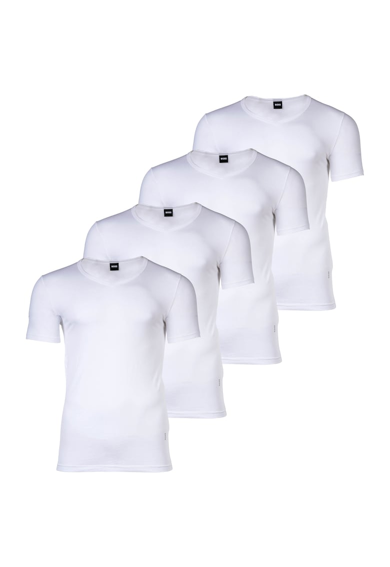 Set de tricouri slim fit de casa - 4 piese - Alb