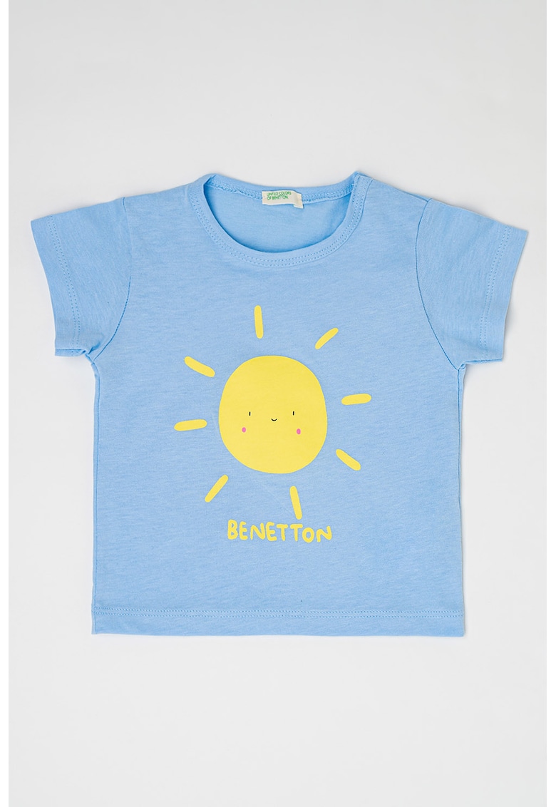 Tricou cu imprimeu grafic - Albastru pastel/Galben