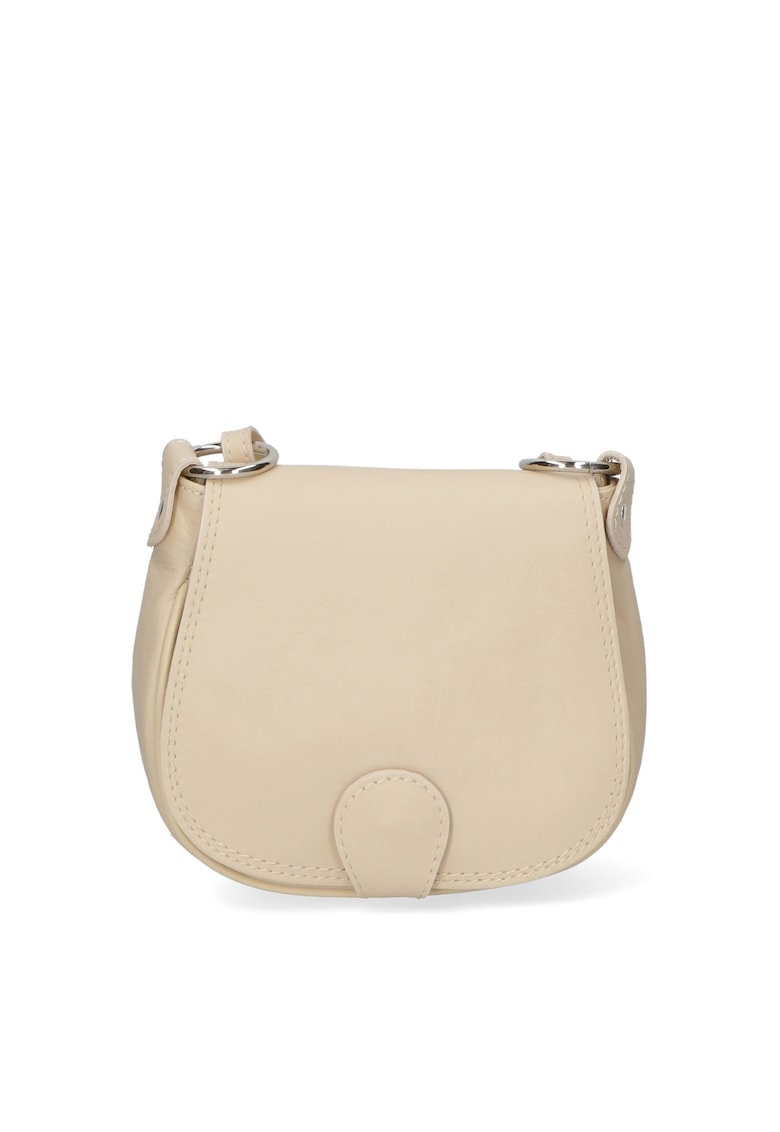 Geanta crossbody de piele cu clapa - Alb fildes