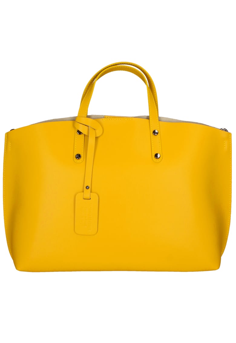 Geanta de piele cu bareta si etui interior detasabil - Galben