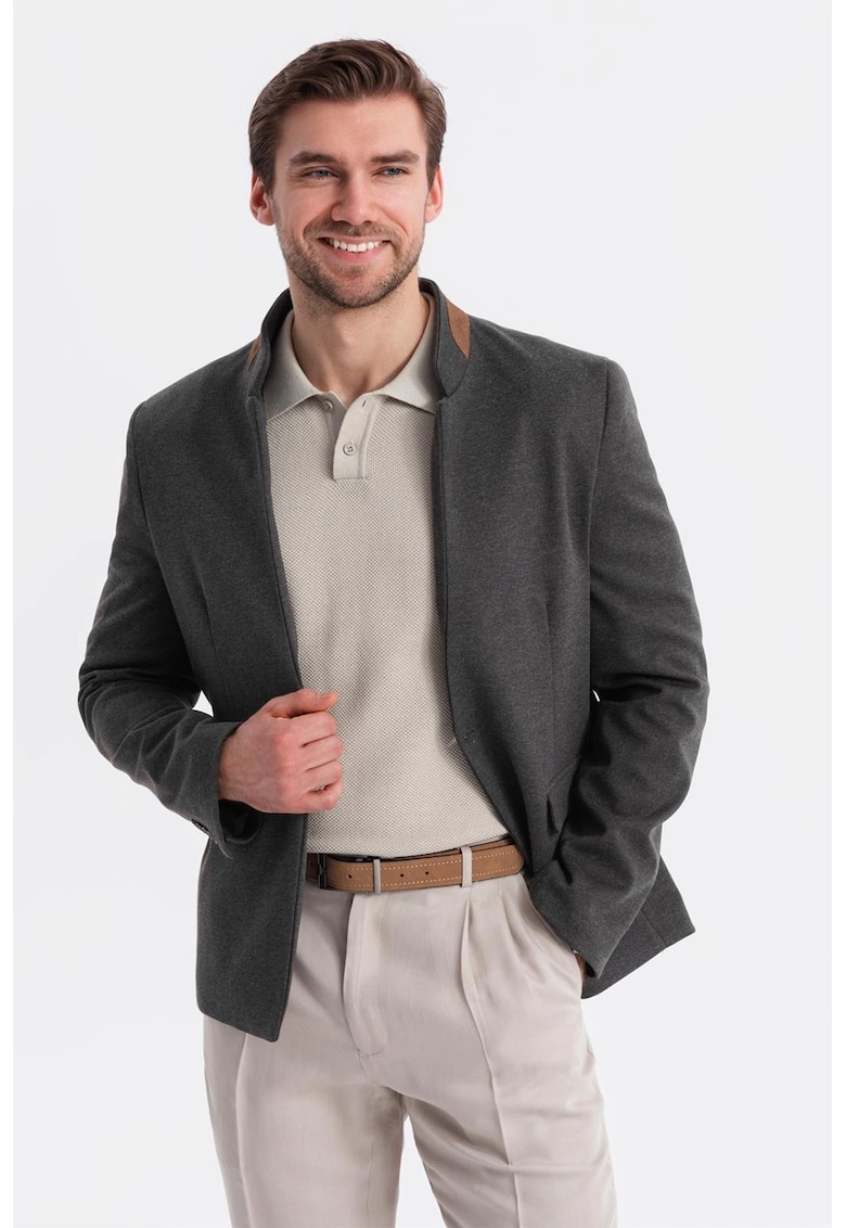 Oferte la Sacou cu buzunare cu clapa - Negru melange