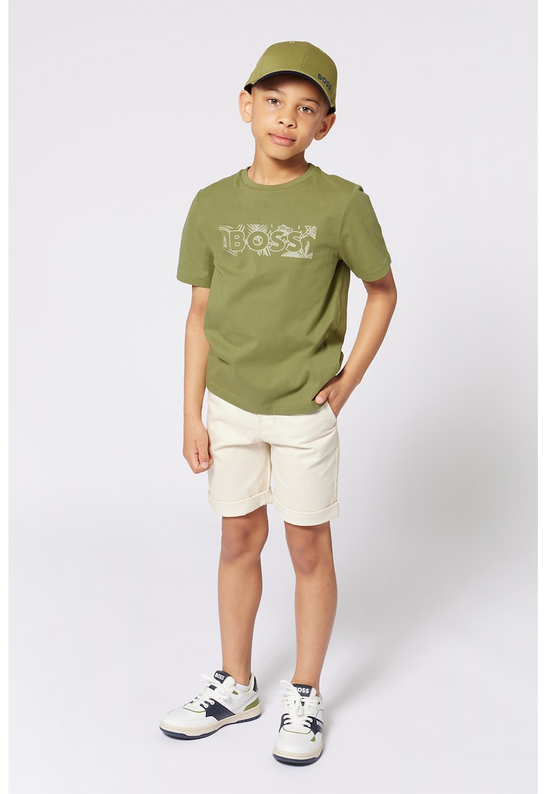 Oferte la Tricou cu decolteu la baza gatului si logo - Kaki