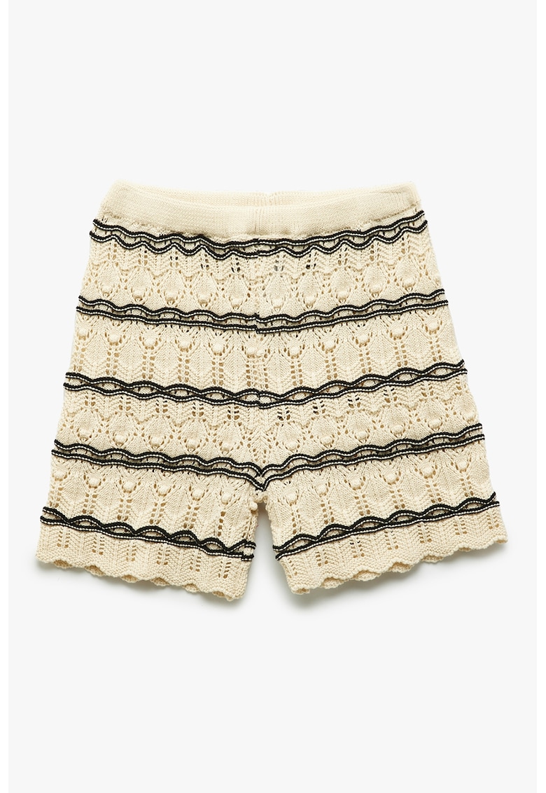 Oferte la Pantaloni scurti cu model in dungi - Alb fildes/Negru
