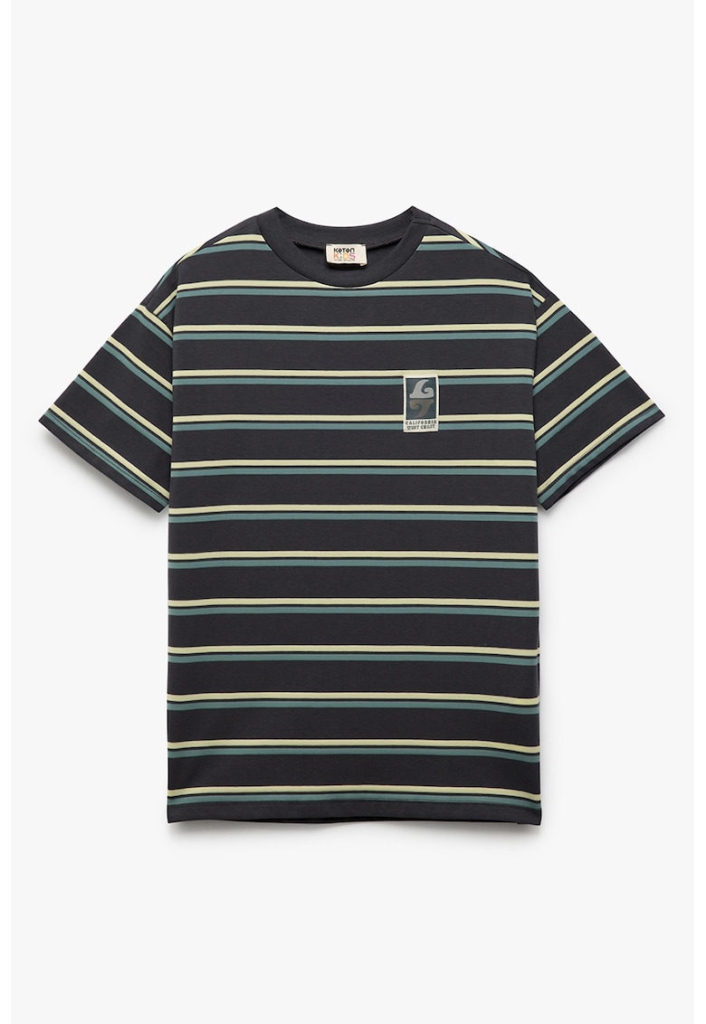 Oferte la Tricou cu model in dungi - Negru/Galben pal/Albastru
