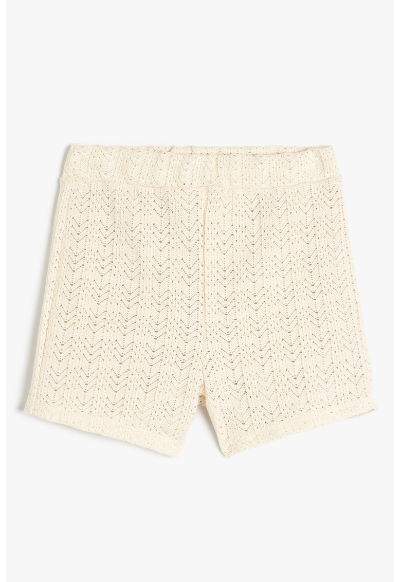 Oferte la Pantaloni scurti tricotati din amestec de bumbac - Crem