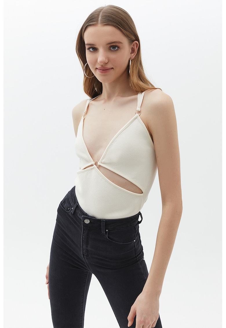 Oferte la Top crop cu decupaje - Alb murdar