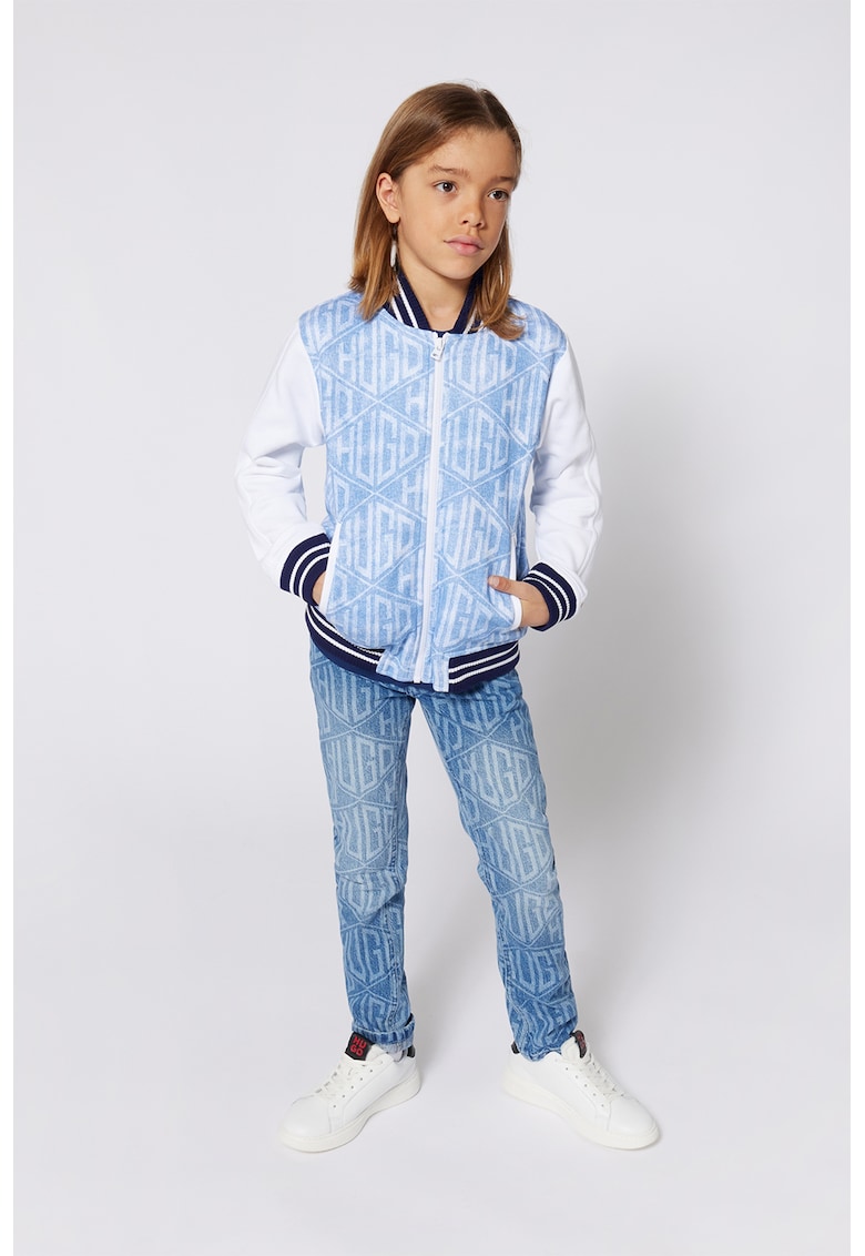 Oferte la Blugi cambrati cu model logo - Albastru pastel