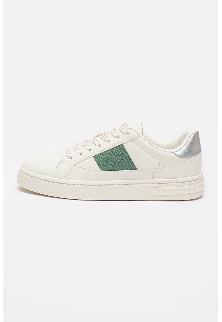 Oferte la Pantofi sport de piele ecologica cu garnitura logo - Verde/Alb fildes