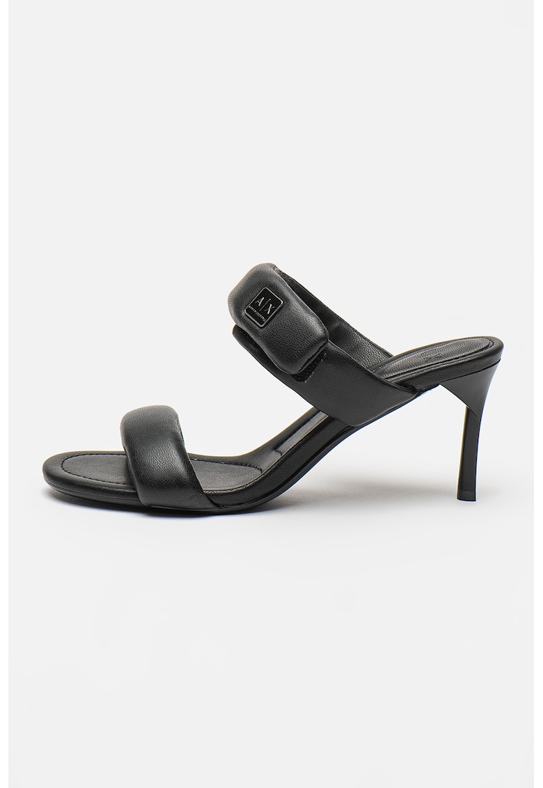 Oferte la Sandale de piele ecologica cu bareta dubla si velcro - Negru