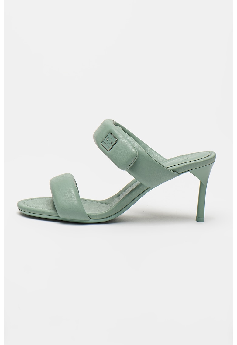 Oferte la Sandale de piele ecologica cu bareta dubla si velcro - Verde pal