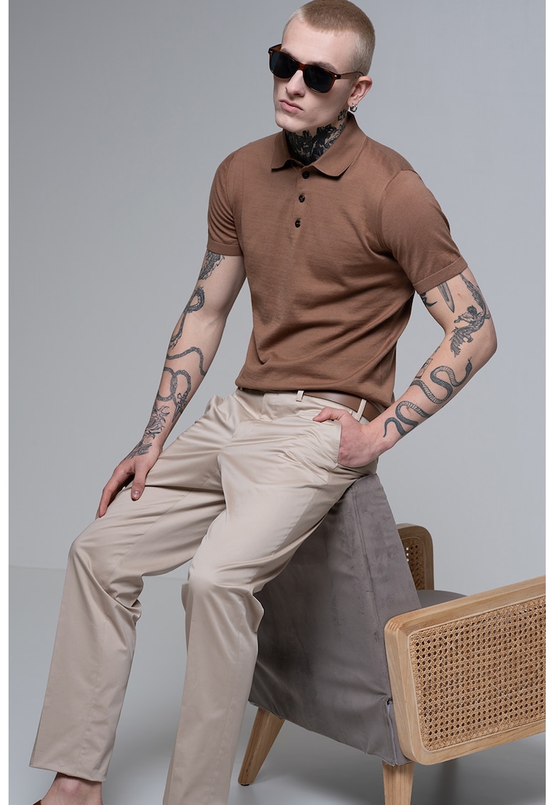 Oferte la Pantaloni chino cu buzunare oblice - Bej