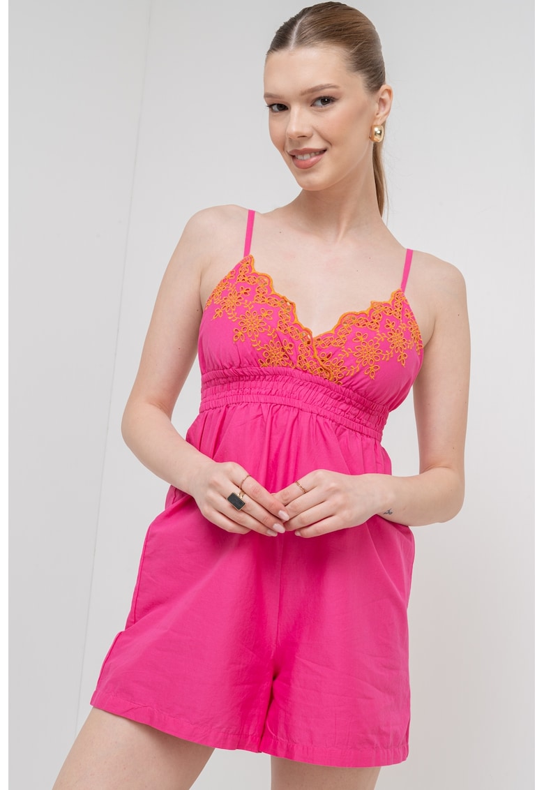 Oferte la Salopeta scurta din amestec de bumbac - Portocaliu/Roz