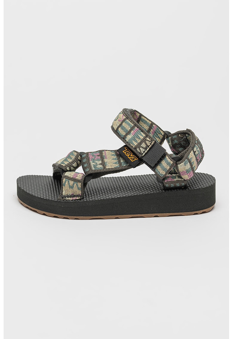 Oferte la Sandale din material textil cu velcro - Albastru prafuit/Galben pal/Negru stins